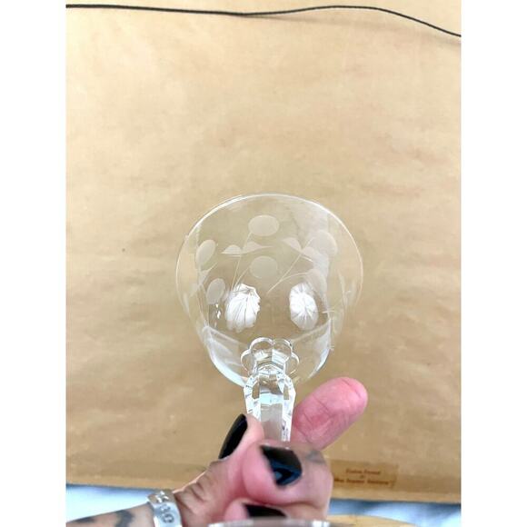 VTG Set of 2 Clear Carlton Champagne Glasses Martini Stem Libbey Glass Etched - Picture 11 of 16